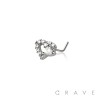 MULTI CZ BIG AND SMALL HEART 316L SURGICAL STEEL L-SHAPE NOSE RING